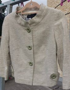 Next Woman Sage Ivory Green Linen Mix Coat Jacket