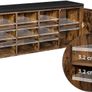 _Shoe bench, storage cupboard, shoe rack with 9 open compartments and a cupboard, with upholstery, 110 x 30 x 48 cm, rustic door, vintage brown Image 6