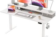 Adjustable Height Desk with 2 Drawers, 140 x 60 cm, Stable Electric Sit-Stand Desk, Ergonomic Computer Desk, White