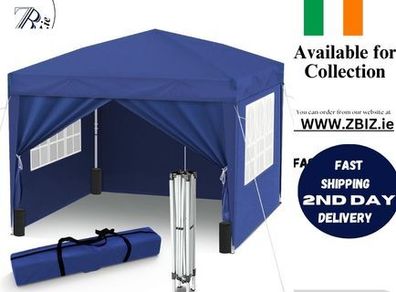 3m x 3m Pop Up Gazebo with Sides & 4 Weight Bags & Carry Bag