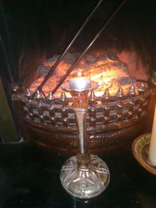 vintage cut glass candle stick