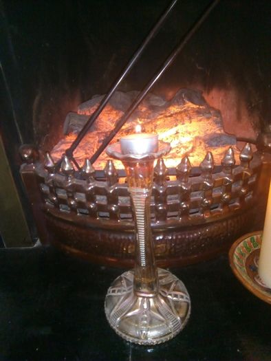 vintage cut glass candle stick
