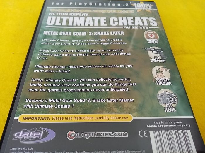 Ultimate Cheats Metal Gear Solid 3 PlayStation 2 Ps2 Games Original