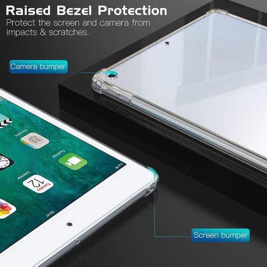 MoKo Case Fit 2018/2017 iPad 9.7 6th/5th Generation [Shockproof Protector] Reinforced Corners TPU Bumper + Anti-Scratch Transparent Hard Panel Clear Cover Fit Apple iPad 9.7 Inch 2018/2017 - Clear - As New In Packaging