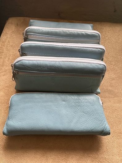 Ten mixed colour real leather pencil case / glasses cases