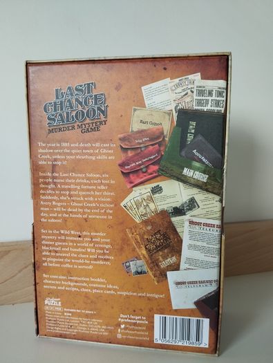 Last Chance Saloon Murder Mystery Game Professor Puzzle BRAND NEW