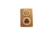 Aer Lingus Shamrock Round Wooden Keyring.