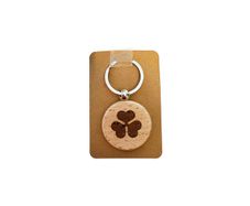 Aer Lingus Shamrock Round Wooden Keyring.