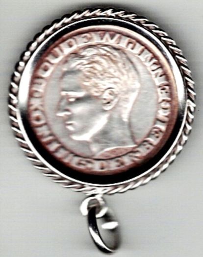 1958 Silver 50 Francs Belgium Coin Pendant