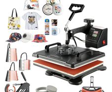Heat Press 8 in 1 Heat Press Machine 38x30cm T-shirt Press Mug Printing Machine Multifuctional Heat Transfer Machine for T-shirt Mug Hat Plate Sublimation Printing