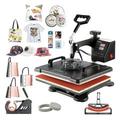 Heat Press 8 in 1 Heat Press Machine 38x30cm T-shirt Press Mug Printing Machine Multifuctional Heat Transfer Machine for T-shirt Mug Hat Plate Sublimation Printing
