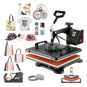 Heat Press 8 in 1 Heat Press Machine 38x30cm T-shirt Press Mug Printing Machine Multifuctional Heat Transfer Machine for T-shirt Mug Hat Plate Sublimation Printing