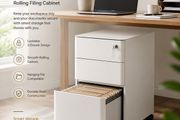 Rolling Filing Cabinet with Lock  3 Drawer Mobile Office Cabinet on Castors White or Black