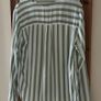 House Brand Sage Green & White Striped V-Neck Blouse - Size M Image 4
