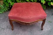 19th century carved walnut upholstered ottoman