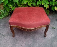 19th century carved walnut upholstered ottoman