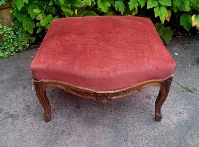 19th century carved walnut upholstered ottoman