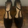 Black vintage style T-bar high heel platform shoes Image 2