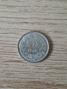 Switzerland 1960 Coin, 1/2 Franken / 1/2 Franc, Silver - free standard postage