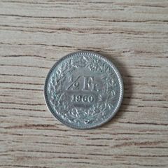 Switzerland 1960 Coin, 1/2 Franken / 1/2 Franc, Silver - free standard postage