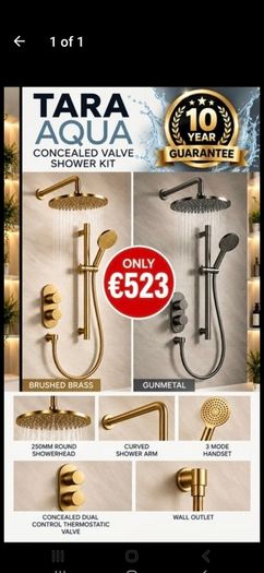 Concealed shower kits brushed brass and gunmetal