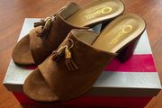NEW OGETTI Italian tasselled suede slides Size 40 - 6.5