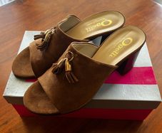 NEW OGETTI Italian tasselled suede slides Size 40 - 6.5