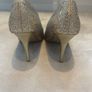 Gold glitter peep-toe heels. Image 3