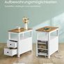 Set of 2 Narrow Bedside Table with Power Strip, 2 Drawers, Sofa Table, for Small Spaces, Maritime Style, Walnut Brown/White Image 3