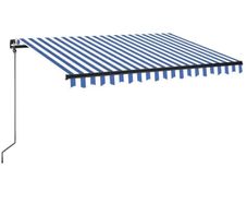 Manual Retractable Awning with LED 350x250 cm Blue and White