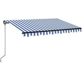 Manual Retractable Awning with LED 350x250 cm Blue and White