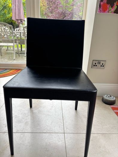 Black leather dining chairs x6 (free)