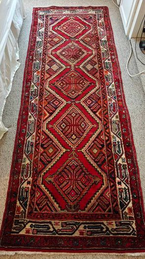 Colourful Persian Hamadan Hand Knotted Runner Rug Carpet