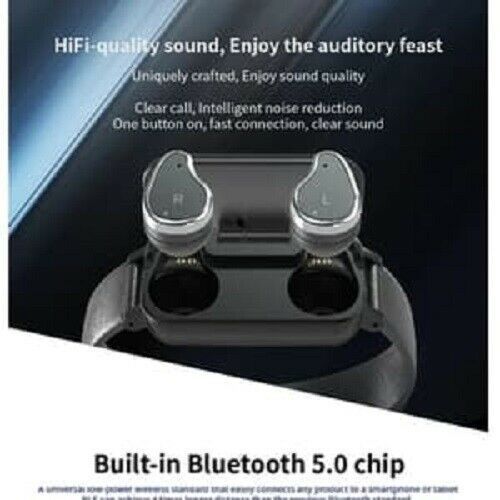 Bluetooth Smart Watch Bracelet Heart Rate Monitor Sport Fitness 2in1 Earphones