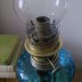 vintage French blue glass oil lamp works Image 2