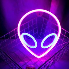 Alien Neon Signs LED Neon Wall Sign Pink Blue Neon Lights for Bedroom Kids Room Hotel Shop Restaurant Game Office Wall Art Decoration Sign Party Supply Gift (FREE POSTAGE)