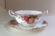 SOUP COUPE &amp; SAUCER Royal Albert Old Country Roses, Bone China