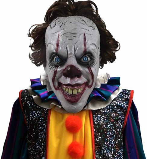 IT Pennywise Mask, Horror Overhead Clown Mask, Halloween Costume Party Creepy Scary Decoration Props