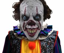 IT Pennywise Mask, Horror Overhead Clown Mask, Halloween Costume Party Creepy Scary Decoration Props
