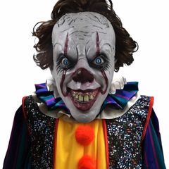 IT Pennywise Mask, Horror Overhead Clown Mask, Halloween Costume Party Creepy Scary Decoration Props