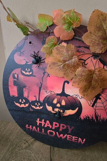 Halloween door wreath sign