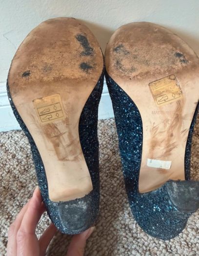 Dune Navy Glitter Peep-toe Heels