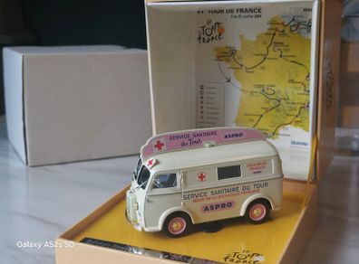 Norev 1:43 Scale Peugeot D3A Ambulance "Service Sanitaire du Tour de France / Aspro" Limited Edition Box Set.