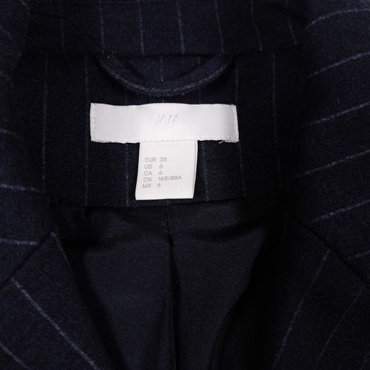 H&M Black Pinstripe Double Breasted Tailored Blazer Jacket 10UK/38EU