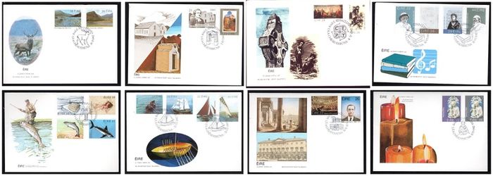 Collection 1982 Ireland Commemorative Stamps Post and Telegraph (P&T) First Day Cover (FDC). Collection of 8 covers.