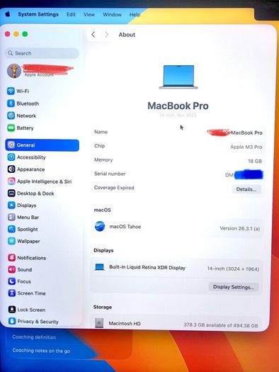 Macbook Pro M3, Nov 2023