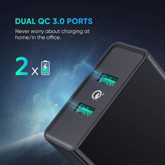 Ugreen QC 3.0 Dual USB Fast Charger 36W Wall Charger EU/UK Plug  (Brand New/Warranty)