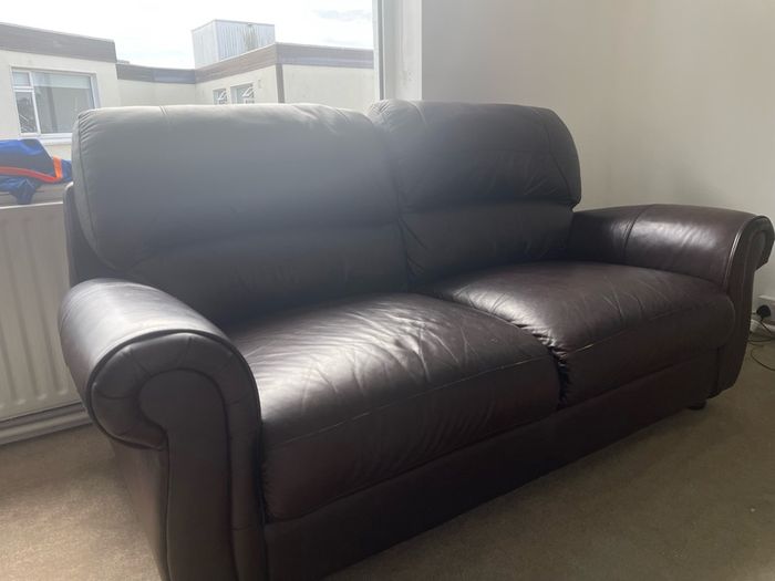 Two Genuine barely used Leather Sofas FREE DELIVERY ACROSS DUBLIN