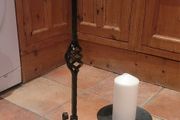 Wrought Iron Candle Holders with Pillar Candles x3