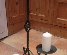 Wrought Iron Candle Holders with Pillar Candles x3